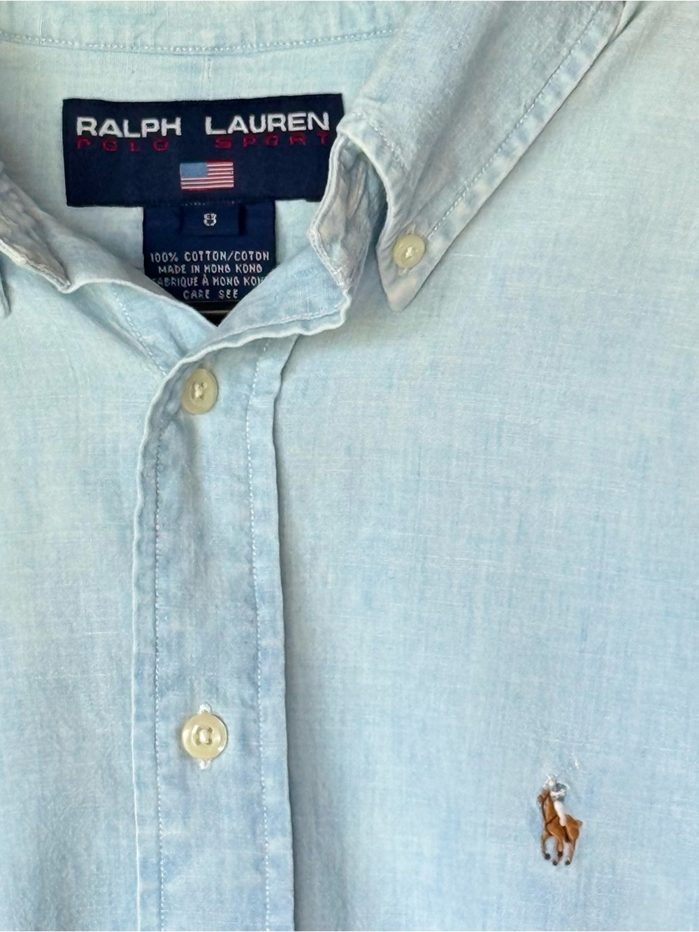 Ralph Lauren Polo Sport Women's 8 Soft Faded Chambray Oxford Shirt Vintage 90s - Picture 2 of 6